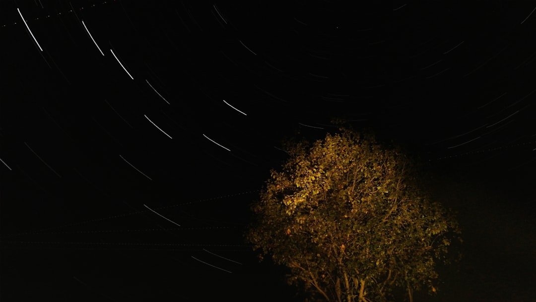 Pessoa fotografando a Via Lactea com smartphone apoiado em tripé no campo