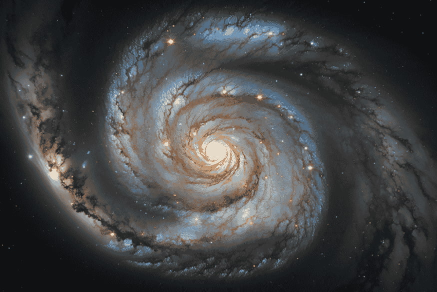 Galáxia espiral vista de perto, exemplo de estrutura onde pode existir um buraco negro no centro de galáxias.