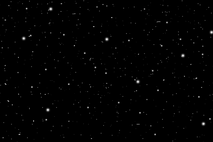 Campo de estrelas no céu noturno usado como exemplo para identificar estrelas variáveis por comparação de brilho.