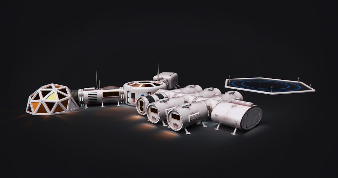 Módulos habitacionais de uma base lunar no polo sul