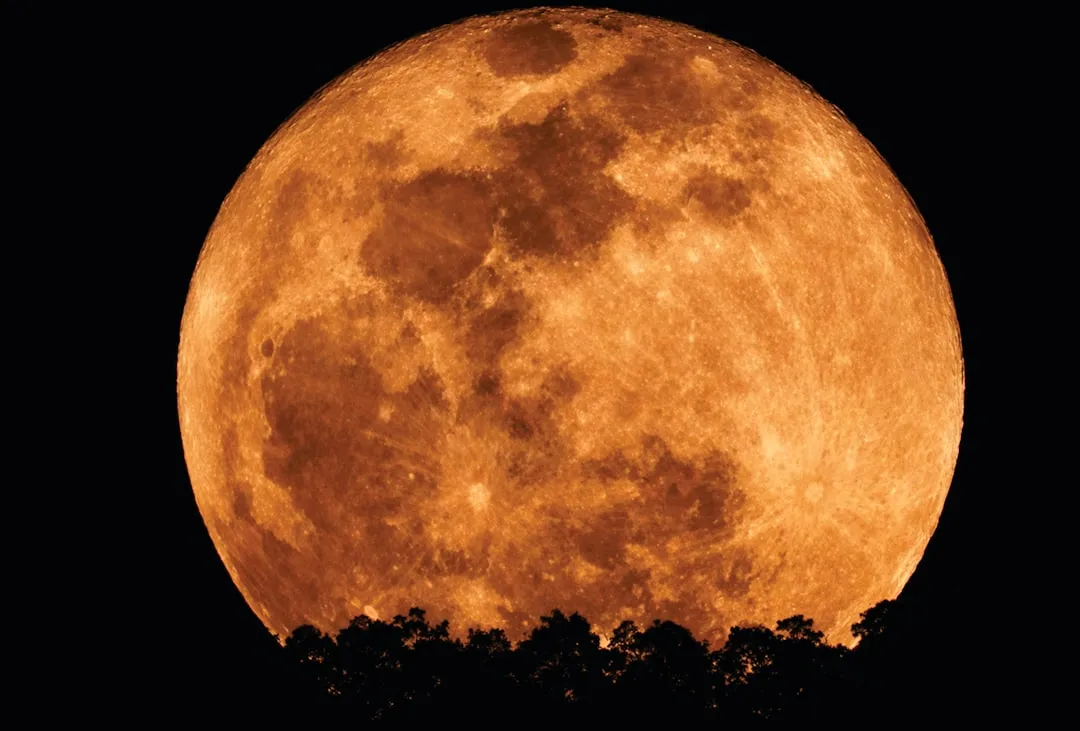 Superlua nascendo no horizonte sobre paisagem brasileira