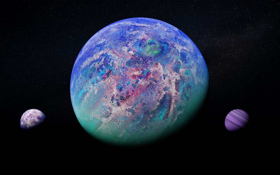 Ilustração artística dos gigantes de gelo Urânio e Netuno no espaço profundo