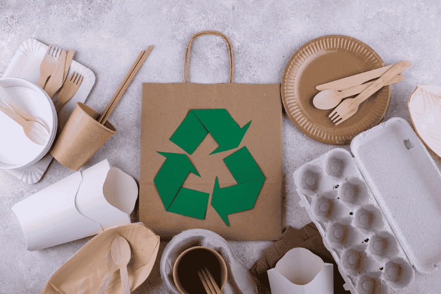 Embalagens sustentáveis e utensílios biodegradáveis para viagem