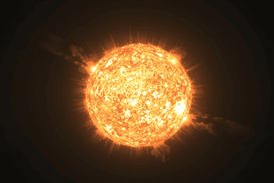 Sol brilhante no espaço, exemplo de estrela que ajuda a entender que galáxias são compostas por bilhões de astros semelhantes.